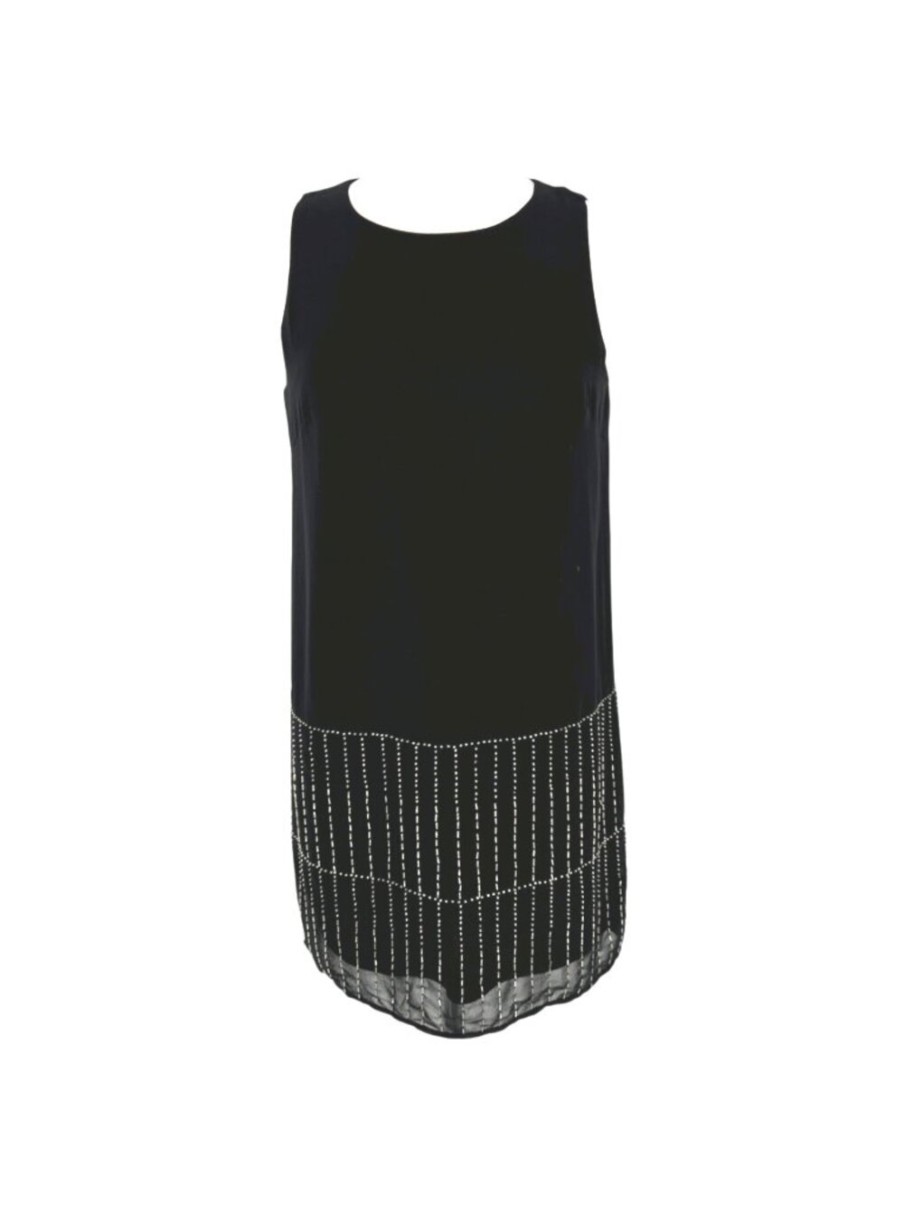 ASTR Black Beaded Sleeveless Shift Dress Flapper 20s Retro Glamour Size Medium